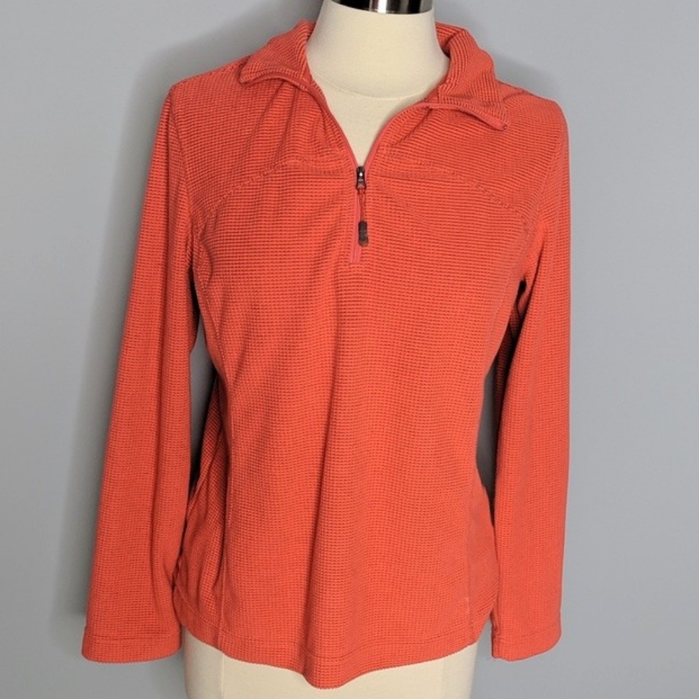 Fuda Orange Coral Fleece Half Zip Jacket Petite